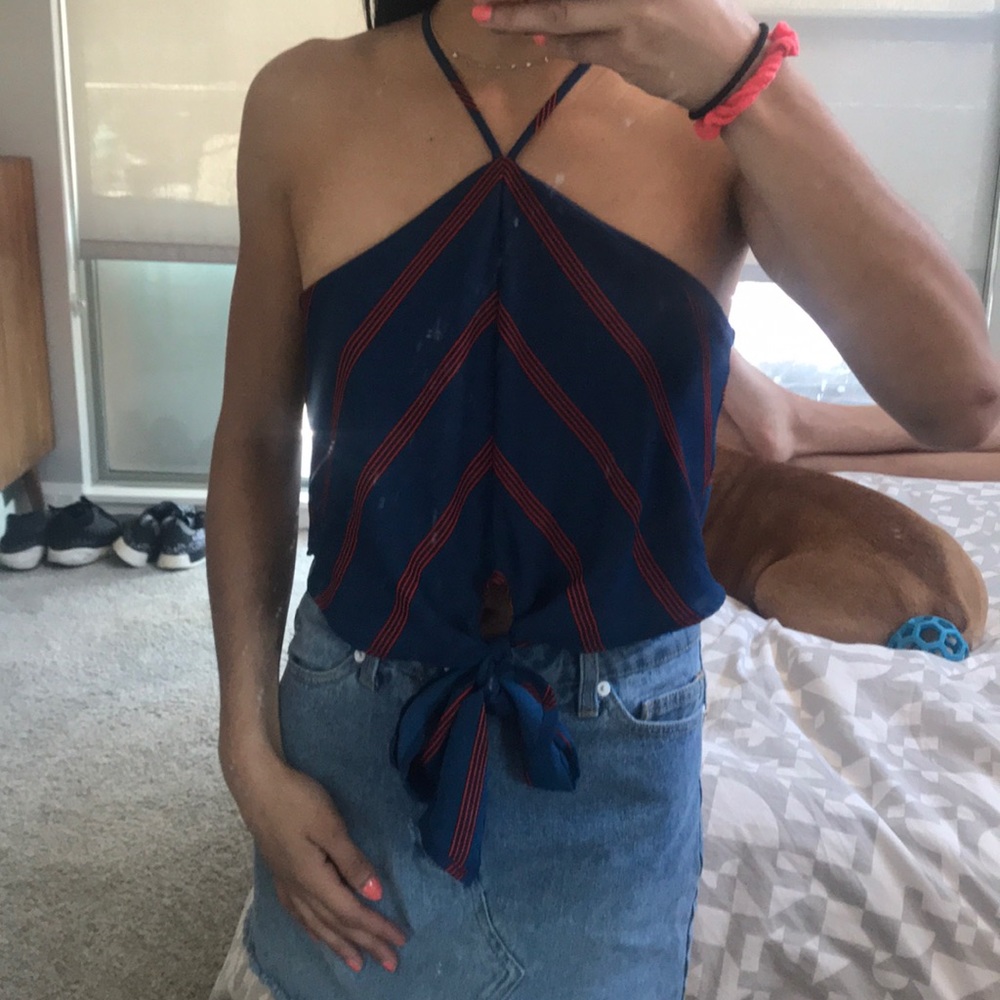 Stripped halter crop top